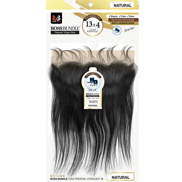 Bobbi Boss Bundle 100% Virgin Human Hair 13X4 HD Lace Closure - STRAIGHT 16"