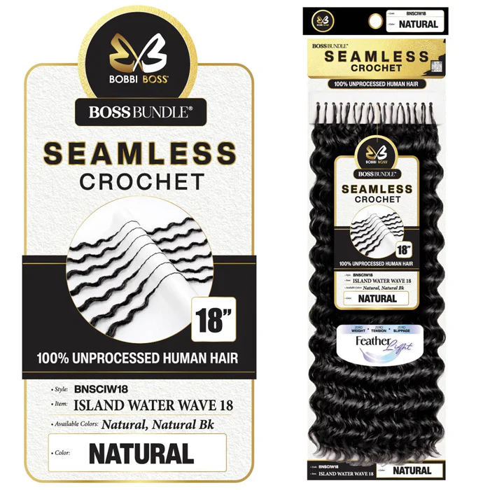 Bobbi Boss Bundle Seamless 100% Unprocessed Human Hair Feather Crochet Braids - ISLAND WATER 10/14/18" - Image 6