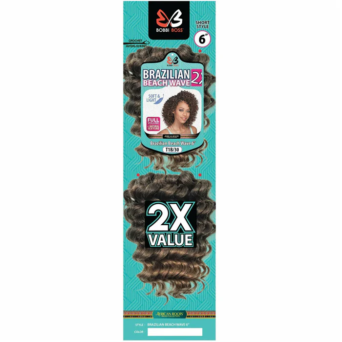 Bobbi Boss Crochet Braid - 2X BRAZILIAN BEACH WAVE 6" - Image 4