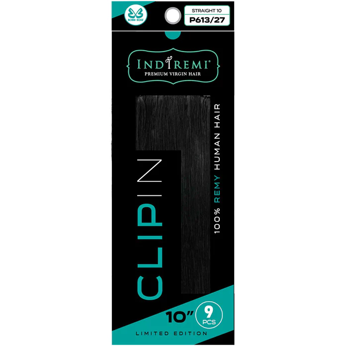 Bobbi Boss Indiremi Clip-In 9 PCS 100% Remy Human Hair Weaving - STRAIGHT 10"/12"/14"