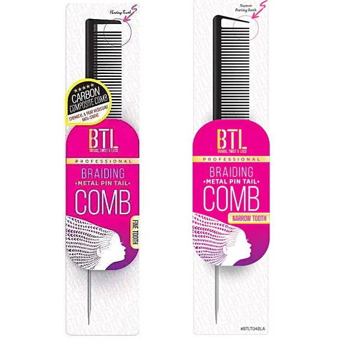 BRAIDING METAL PIN TAIL COMB - BLACK