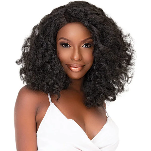 Janet Collection Natural Me Human Hair Blend Deep Part Swiss Lace Front Wig - AMANI - Image 3