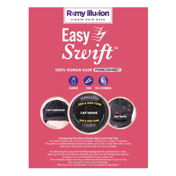Janet Collection Remy Illusion Easy N Swift 100% Human Hair Prime Unimix Half Wig - YUMA - Image 7