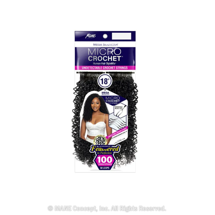 Mane Concept Mega Brazilian Micro Crochet Human Hair Style Mix Feather Micro Crochet Extensions - FEATHER BURMESE CURL 14" - Image 2