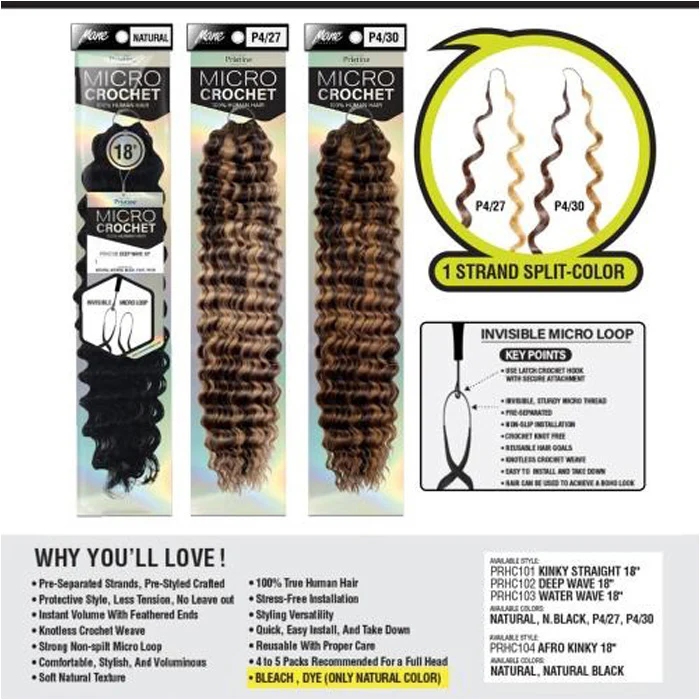 Mane Concept Pristine Micro Crochet 100% Human Hair Pre-Looped Braid - PRHC104 AFRO KINKY 18" - Image 2