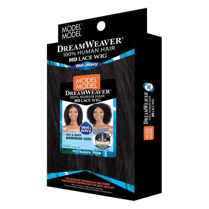 Model Model Dream Weaver 100% Human Hair Glueless HD 5" Deep Lace Part Wig - WET & WAVY BOHEMIAN CURL - Image 3