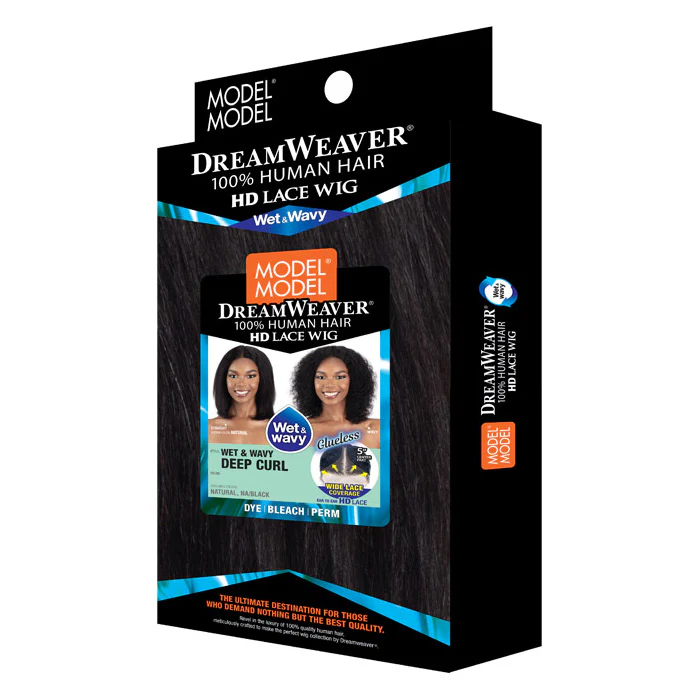 Model Model Dream Weaver 100% Human Hair Glueless HD 5" Deep Lace Part Wig - WET & WAVY DEEP CURL - Image 3