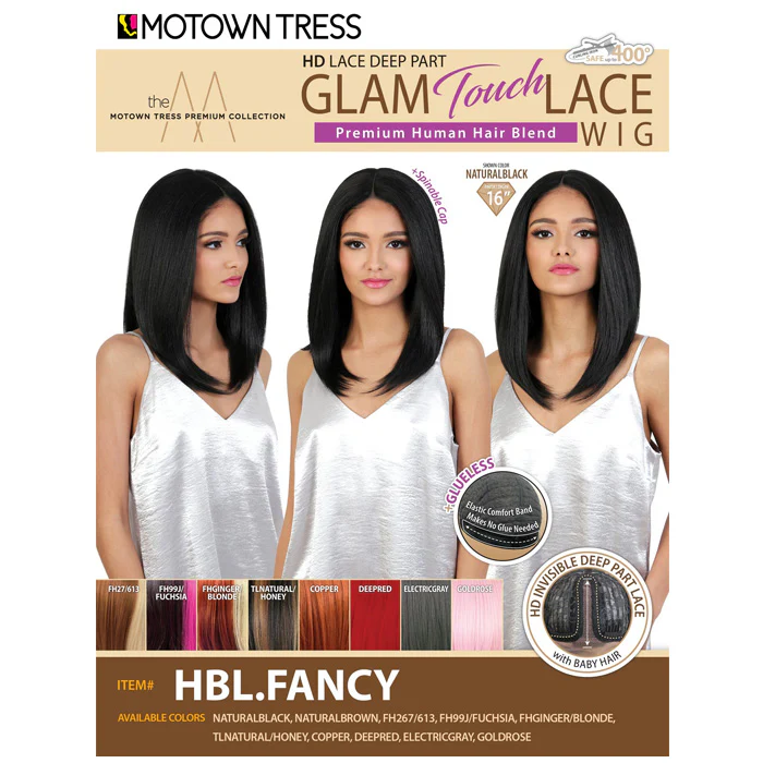 Motown Tress Glam Touch Human Hair Blend Glueless HD Deep Part Lace Wig - HBL FANCY - Image 7