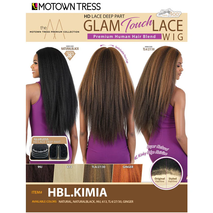 Motown Tress GLAM TOUCH Human Hair Blend Glueless HD Lace Wig - HBL.KIMIA - Image 6