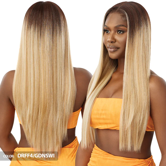 Outre Airtied Human Hair Blend Glueless 100% Fully Hand-Tied 13X6 HD Lace Front Wig - HHB-SLEEK YAKI 28" - Image 4
