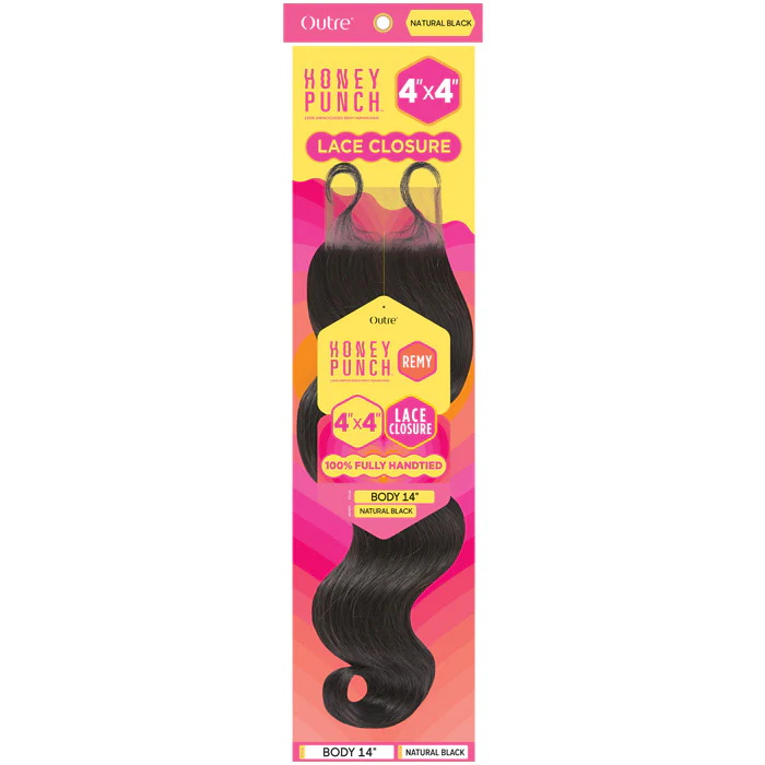 Outre Honey Punch 100% Unprocessed Remy Human Hair 4x4" Lace Closure - BODY 10/12/14" - Image 3