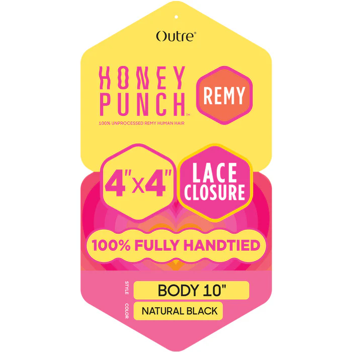Outre Honey Punch 100% Unprocessed Remy Human Hair 4x4" Lace Closure - BODY 10/12/14" - Image 4