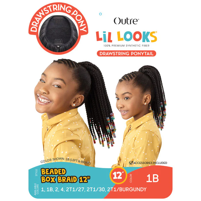 Outre Lil Looks Kids Drawstring Ponytail - BEADED BOX BRAIDS 12" - Image 4
