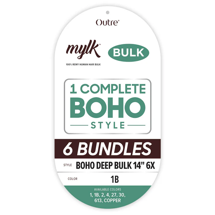 Outre Mylk 100% Remy Human Hair Bulk Braids 6 Bundles - BOHO DEEP BULK 14" 6X - Image 2
