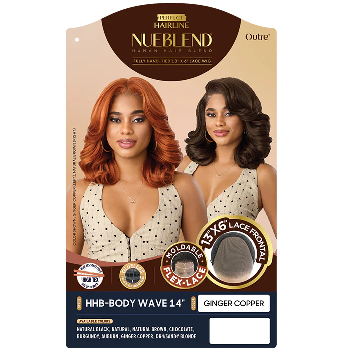 Outre Perfect Hairline Nueblend Human Hair Blend Glueless Flex-Lace 13x6 Lace Frontal Wig - HHB-BODY WAVE 14" - Image 4