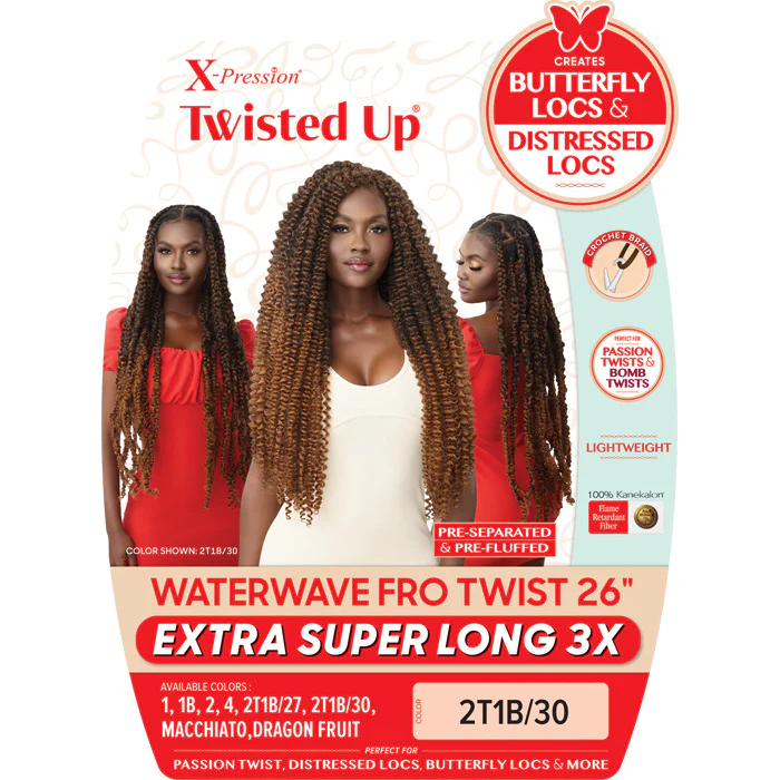 Outre X-Pression Twisted Up Crochet Braids 3X - WATERWAVE FRO TWIST 26" EXTRA SUPERLONG - Image 4
