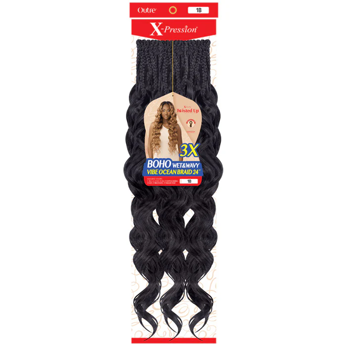 Outre X-Pression Twisted Up Pre-Loop Crochet Braid - BOHO WET & WAVY VIBE OCEAN BRAID 24" 3X - Image 2