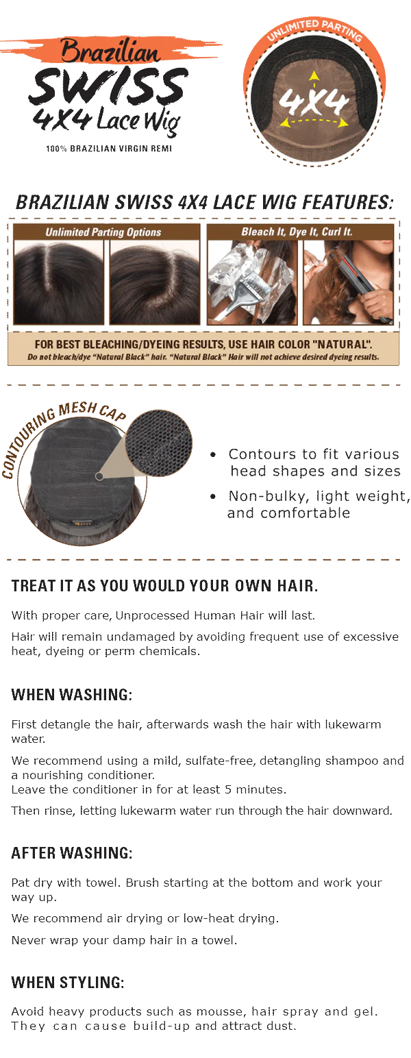 Sensationnel Bare & Natural 100% Brazilian Remy Swiss 4x4 Lace Front Wig LOOSE WAVE - Image 2