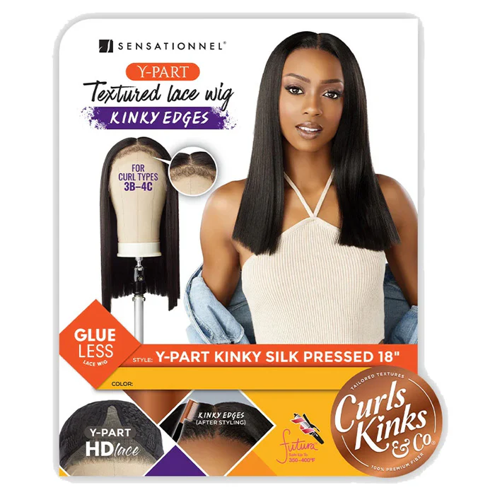Sensationnel Curls Kinks & Co Kinky Edges Glueless HD Lace Part Wig - Y-PART KINKY SILK PRESSED 18" - Image 5