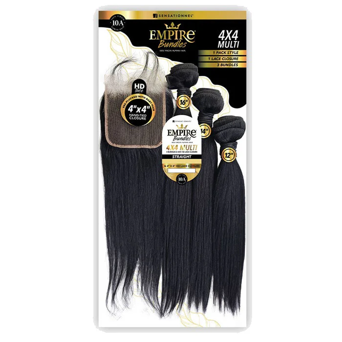 Sensationnel Empire Bundles 100% Virgin Human Hair HD Lace Closure 4X4 Multi Pack - STRAIGHT