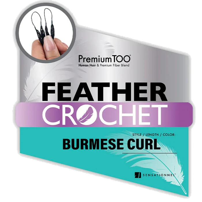 Sensationnel Premium Too Feather Crochet Braids Multi Length - BURMESE CURL 14/18/22" - Human Hair Blend - Image 5