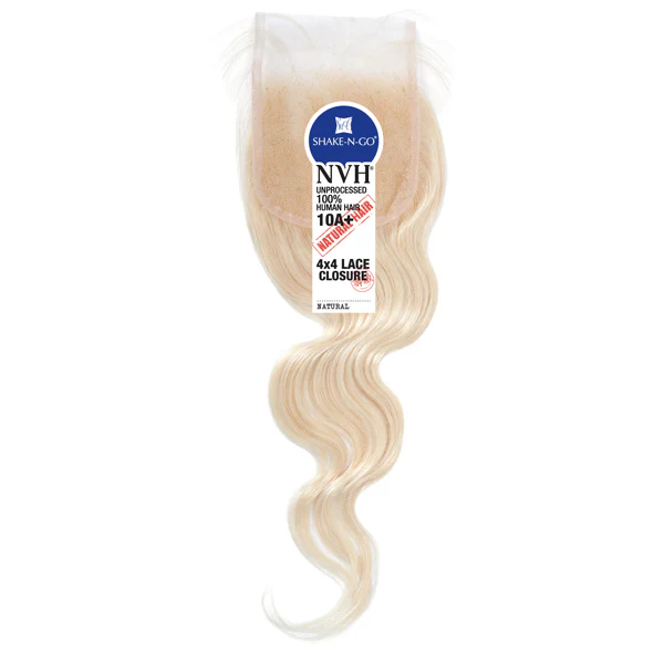 Shake-N-Go 100% Unprocessed Human Hair NVH 4x4 Lace Closure - BODY WAVE 12"