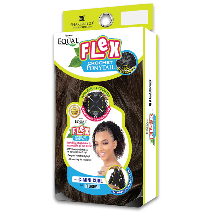 Shake N Go Equal Flex Crochet Ponytail - C-MINI CURL - Drawstring Cap - Image 3