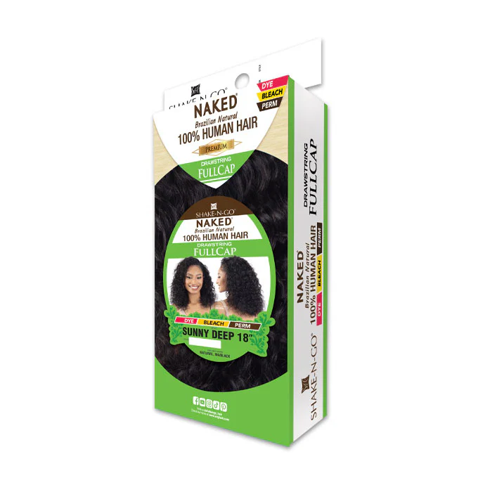 Shake N Go Naked 100% Human Hair Brazilian Natural Drawstring Full Cap Half Wig - SUNNY DEEP 18" - Image 3