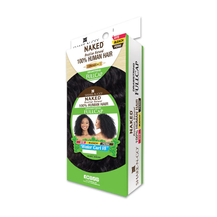 Shake N Go Naked 100% Human Hair Brazilian Natural Drawstring Full Cap Half Wig - WATER CURL 18" - Image 3