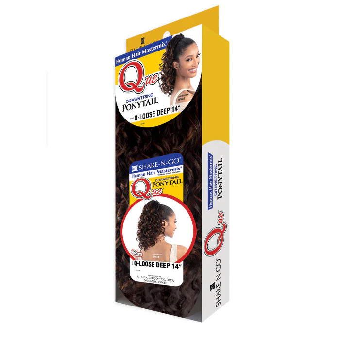 Shake N Go Que Human Hair Blend Drawstring Ponytail - Q-LOOSE DEEP 14" - Image 4