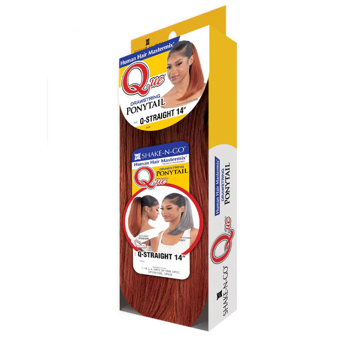 Shake N Go Que Human Hair Blend Drawstring Ponytail - Q-STRAIGHT 14" - Image 3