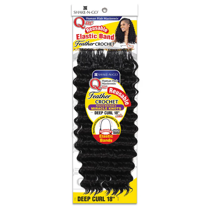 Shake N Go Que Human Hair Mastermix Feather Crochet Braids - DEEP CURL 18"