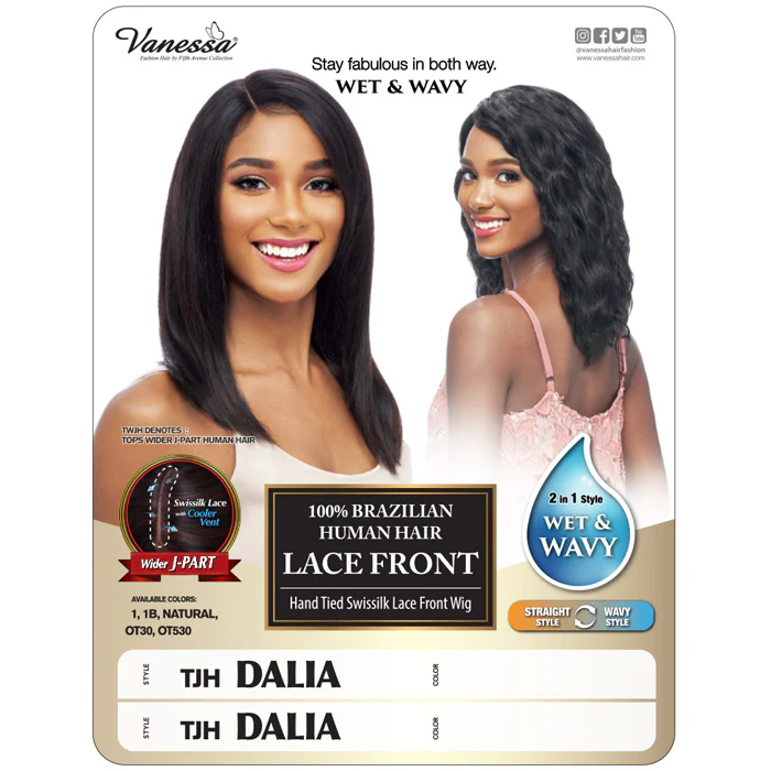 Vanessa 100% Brazilian Human Hair Swissilk Lace Front Wet & Wavy J-Part Wig - TJH DALIA - Image 4