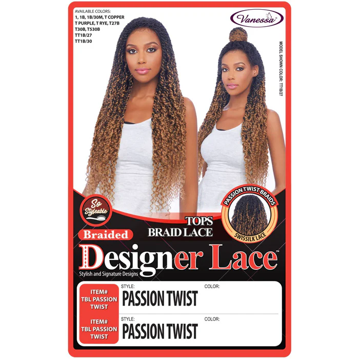 Vanessa Designer Lace Tops Braid Swissilk Lace Front Wig - TBL PASSION TWIST - Image 4
