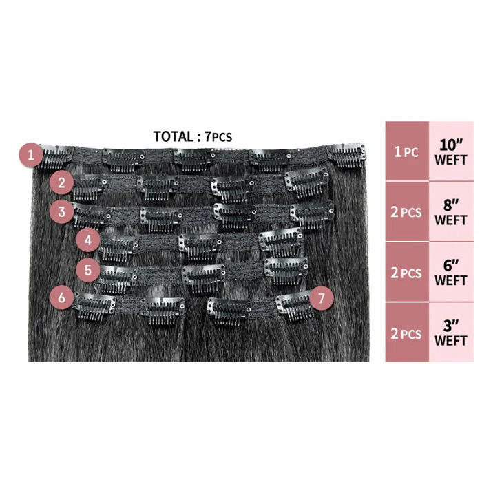 Zury Natural Dream Clip ON 7 Silk Press Weave - NATURAL PERM 14/18 inch - Image 3